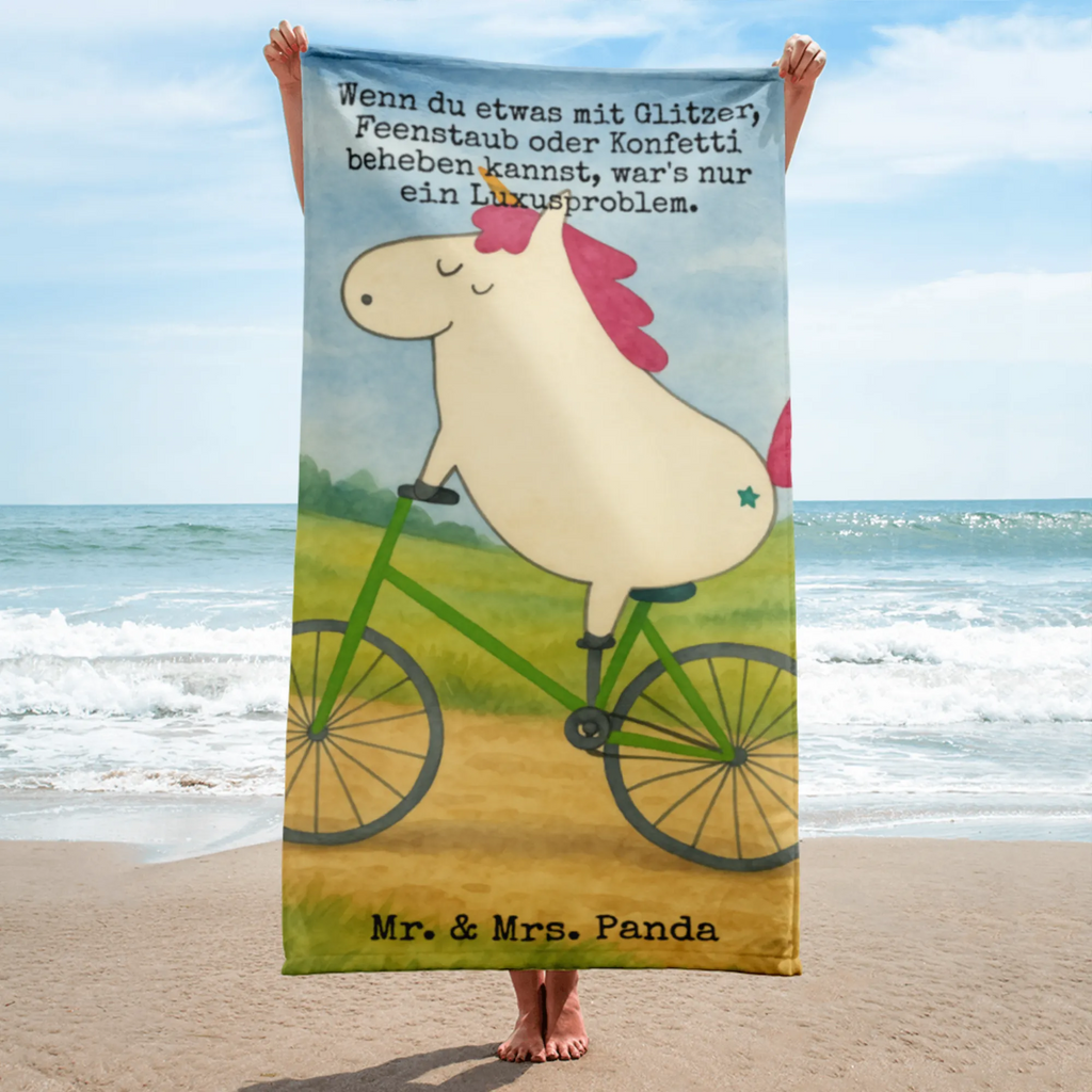 XL bath towel Jednorożec Rowerzysta Design Handtuch, Badetuch, Duschtuch, Strandtuch, Saunatuch, Einhorn, Einhörner, Einhorn Deko, Unicorn, Radfahren, Radfahrer, Rad, Bike, Feenstaub, Konfetti, Luxusproblem, Kummer, Liebeskummer