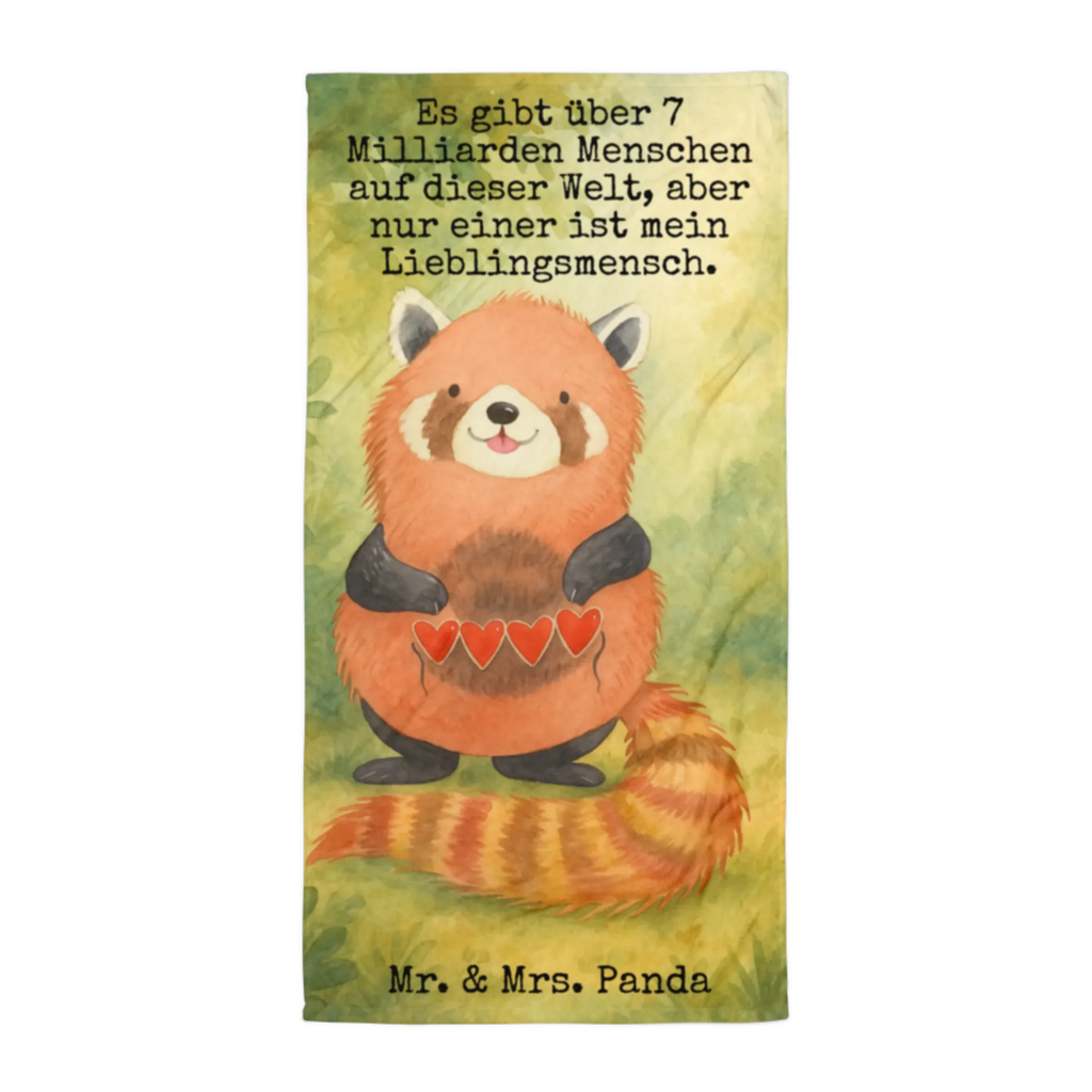 XL Badehandtuch Roter Panda Design Handtuch, Badetuch, Duschtuch, Strandtuch, Saunatuch, Tiermotive, Gute Laune, lustige Sprüche, Tiere, Panda, Liebe, Rot, Herz, Liebling, Lieblingsmensch