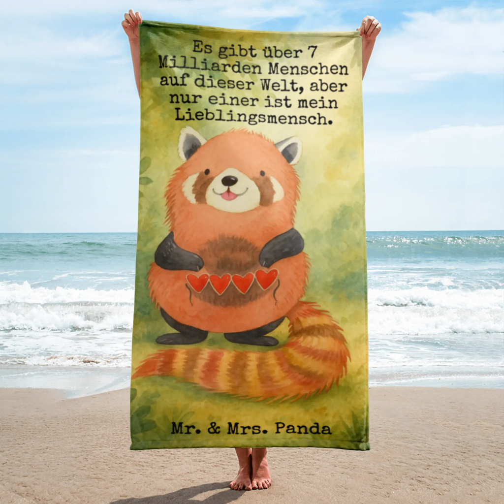 XL Badehandtuch Roter Panda Design Handtuch, Badetuch, Duschtuch, Strandtuch, Saunatuch, Tiermotive, Gute Laune, lustige Sprüche, Tiere, Panda, Liebe, Rot, Herz, Liebling, Lieblingsmensch
