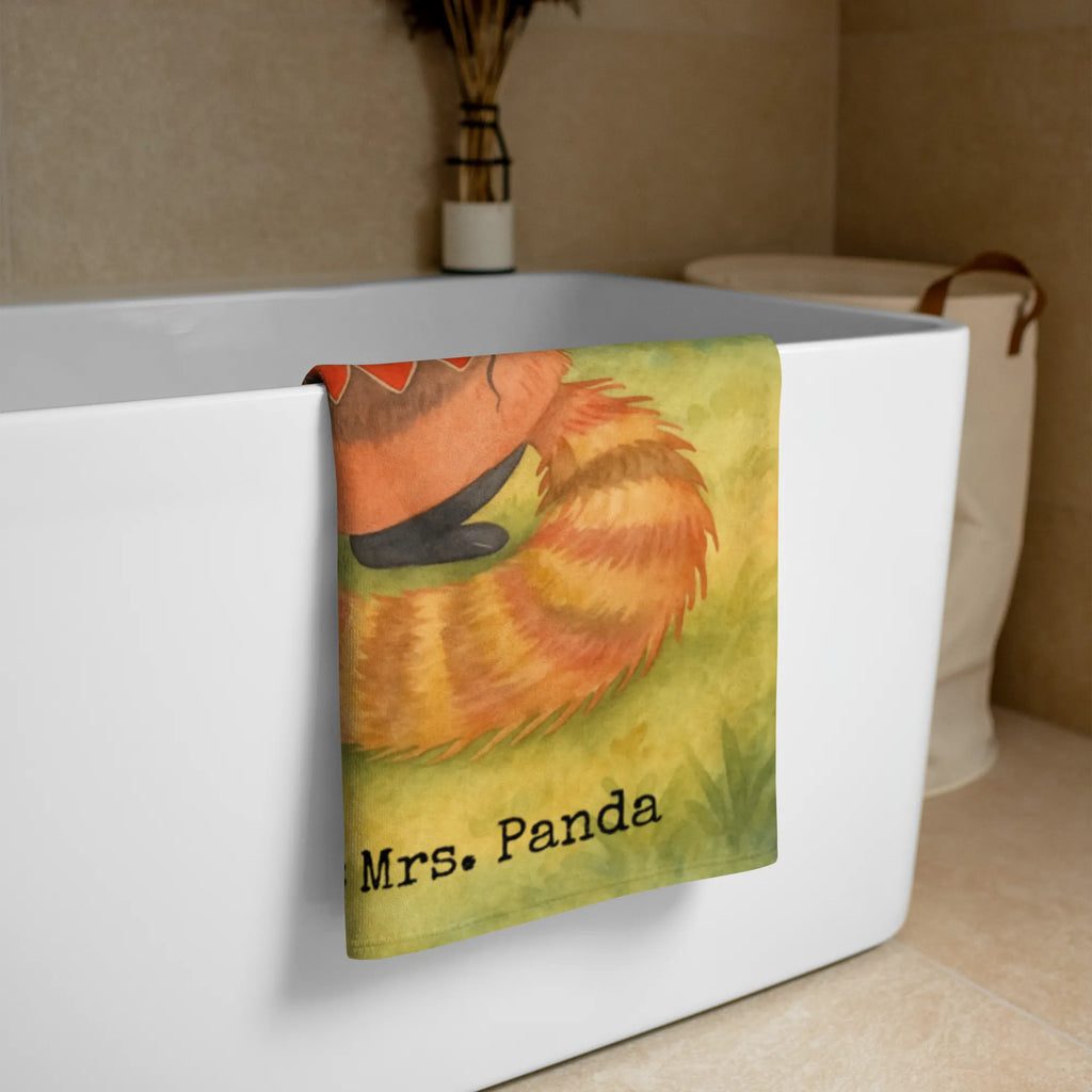 XL Badehandtuch Roter Panda Design Handtuch, Badetuch, Duschtuch, Strandtuch, Saunatuch, Tiermotive, Gute Laune, lustige Sprüche, Tiere, Panda, Liebe, Rot, Herz, Liebling, Lieblingsmensch