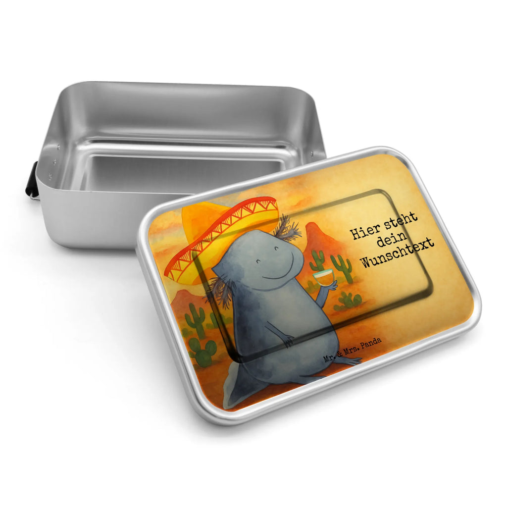 Spersonalizowany metalowy pojemnik na lunch Aksolotl Tequila Design Brotbox mit Namen, Uni, Brotdose, Geschenk mit Namen, Brotdose mit Namen, Schule, Brotbox, Kindergarten, Axolotl, Molch, Lurch, Schwanzlurch, Feuerdrache, Feuersalamander, Mexiko, Tequila, Zitrone, Mexico, Spruch, Motivation, Lurche, Sombrero, Axolot