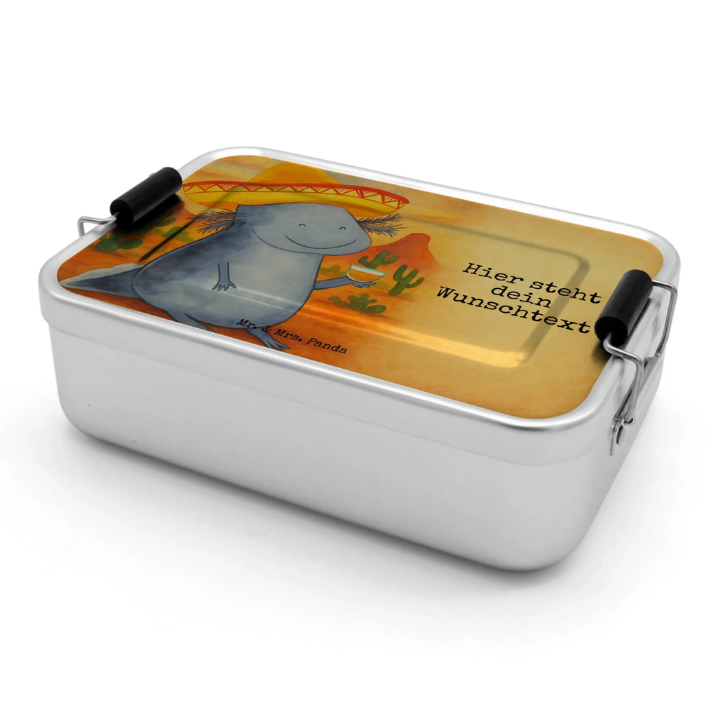 Spersonalizowany metalowy pojemnik na lunch Aksolotl Tequila Design Brotbox mit Namen, Uni, Brotdose, Geschenk mit Namen, Brotdose mit Namen, Schule, Brotbox, Kindergarten, Axolotl, Molch, Lurch, Schwanzlurch, Feuerdrache, Feuersalamander, Mexiko, Tequila, Zitrone, Mexico, Spruch, Motivation, Lurche, Sombrero, Axolot