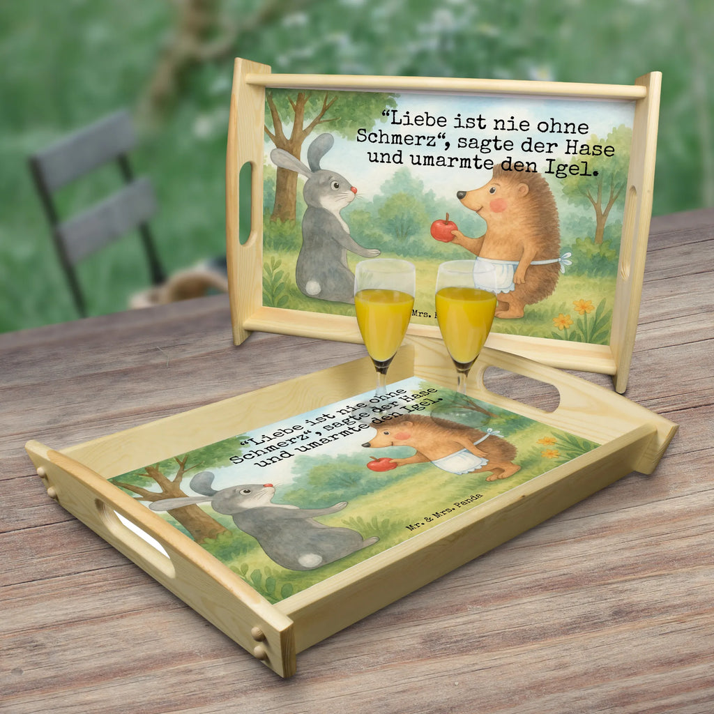 Serviertablett Hase Igel Design Dekotablett, Tablett, Serviertablett, Holztablett, Frühstückstablett, Küchentablett, Tiermotive, Gute Laune, lustige Sprüche, Tiere, Trennungsschmerz, Trösten, Igel und Hase, Liebe Spruch, Hase, Igel, Spruch romantisch, Herzschmerz, Liebeskummer Geschenk