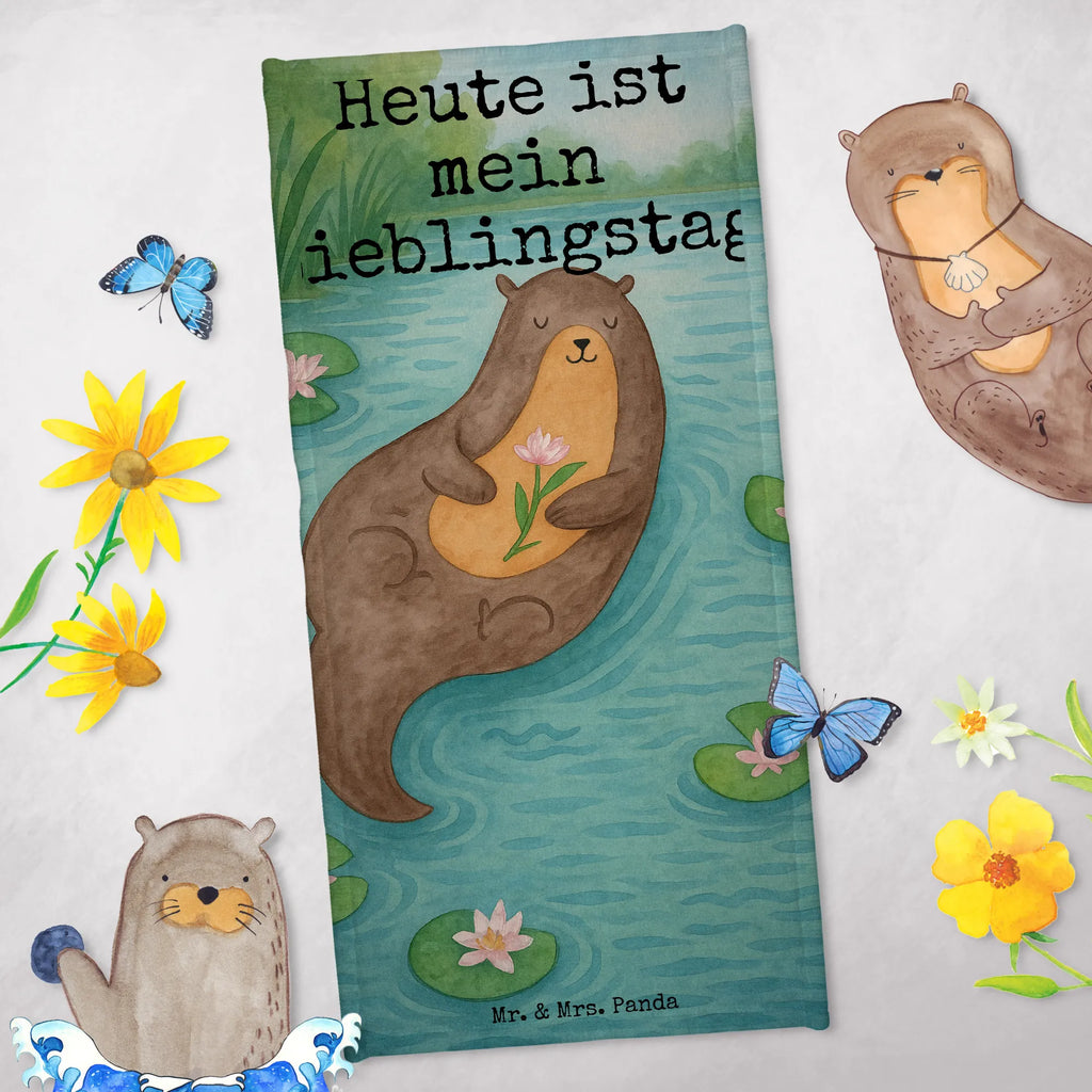 Badehandtuch Otter Seerose Design Duschtuch, Badetuch, Strandtuch, Saunatuch, Kinder Handtuch, Otter, Fischotter, Seeotter, Otter Seeotter See Otter