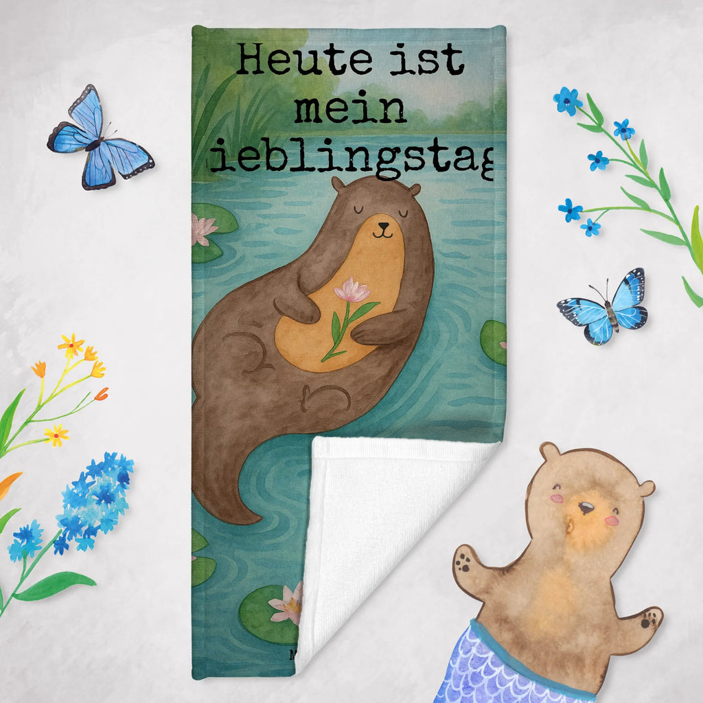 Badehandtuch Otter Seerose Design Duschtuch, Badetuch, Strandtuch, Saunatuch, Kinder Handtuch, Otter, Fischotter, Seeotter, Otter Seeotter See Otter