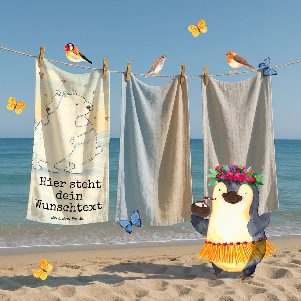 Personalisiertes Badehandtuch Eisbär Umarmen Design Duschtuch mit Namen, Saunatuch mit Namen, Kinder Handtuch mit Namen, Strandtuch mit Namen, Personalisiertes Badetuch, Badetuch mit Namen, Personalisiertes Handtuch, Tiermotive, Gute Laune, lustige Sprüche, Tiere