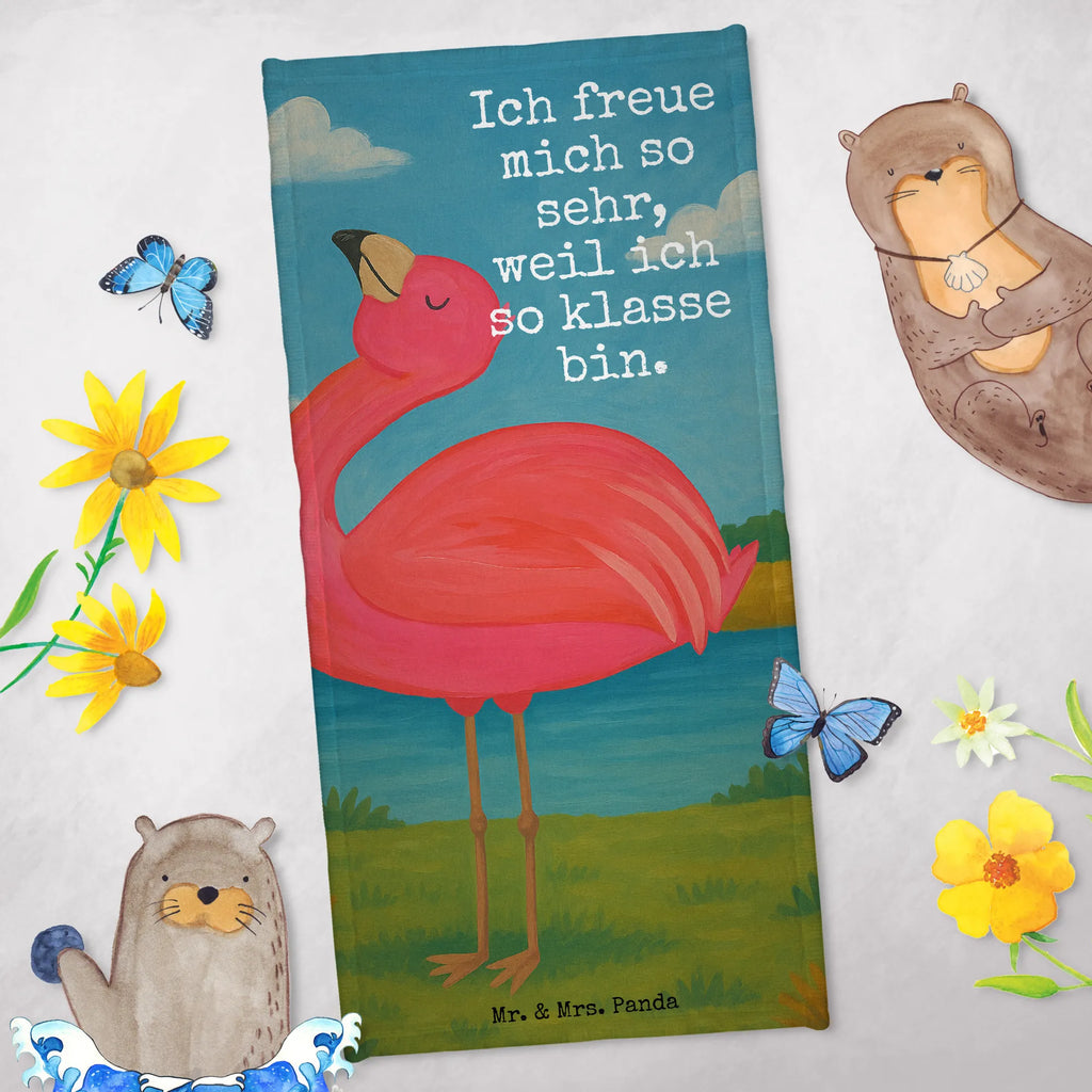 Badehandtuch Flamingo Stolz Design Duschtuch, Badetuch, Strandtuch, Saunatuch, Kinder Handtuch, Flamingo, stolz, Freude, Selbstliebe, Selbstakzeptanz, Freundin, beste Freundin, Tochter, Mama, Schwester