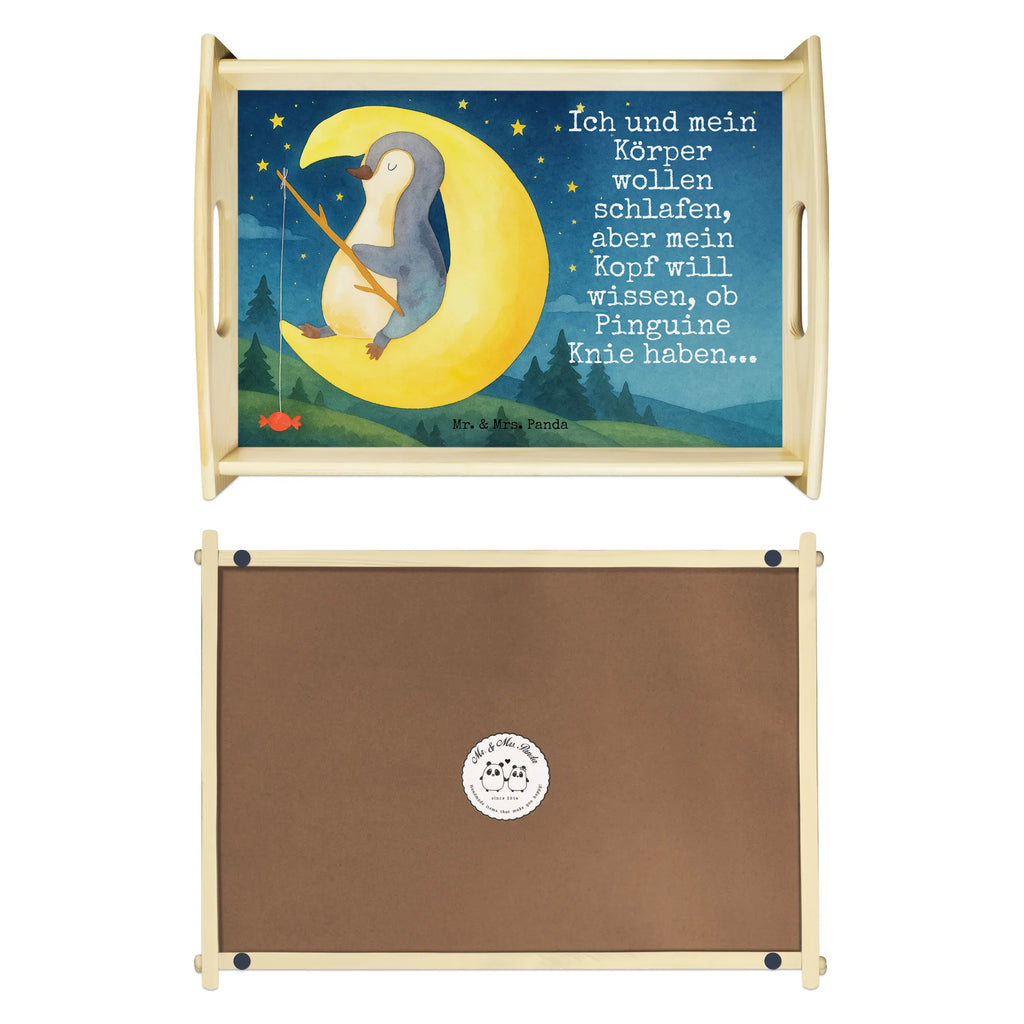Serviertablett Pinguin Mond Design Serviertablett, Tablett, Holztablett, Küchentablett, Dekotablett, Frühstückstablett, Pinguin, Pinguine, Spruch, schlafen, Nachtruhe, Einschlafen, Schlafzimmer, Schlafstörungen, Gästezimmer