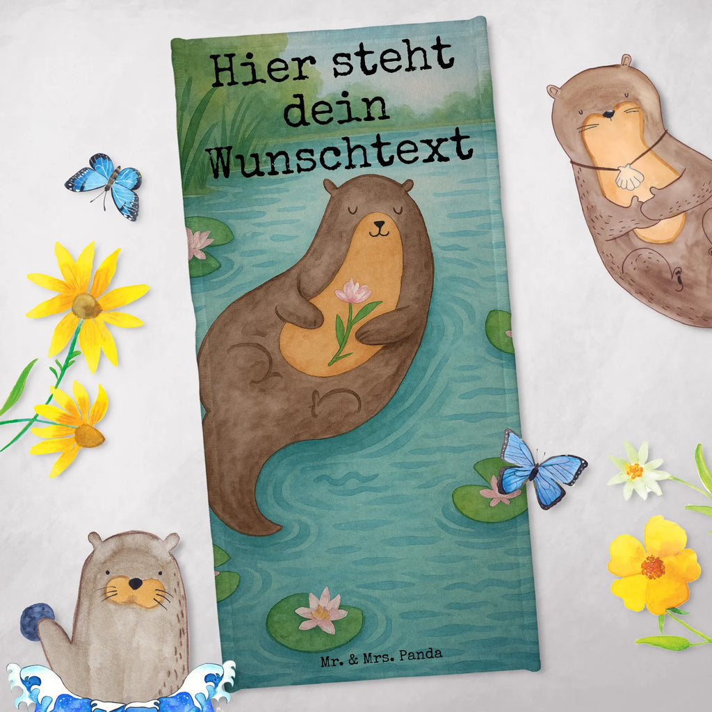 Personalisiertes Badehandtuch Otter Seerose Design Badetuch mit Namen, Kinder Handtuch mit Namen, Duschtuch mit Namen, Strandtuch mit Namen, Saunatuch mit Namen, Personalisiertes Badetuch, Personalisiertes Handtuch, Otter, Fischotter, Seeotter, Otter Seeotter See Otter