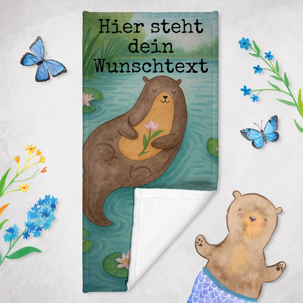 Personalisiertes Badehandtuch Otter Seerose Design Badetuch mit Namen, Kinder Handtuch mit Namen, Duschtuch mit Namen, Strandtuch mit Namen, Saunatuch mit Namen, Personalisiertes Badetuch, Personalisiertes Handtuch, Otter, Fischotter, Seeotter, Otter Seeotter See Otter