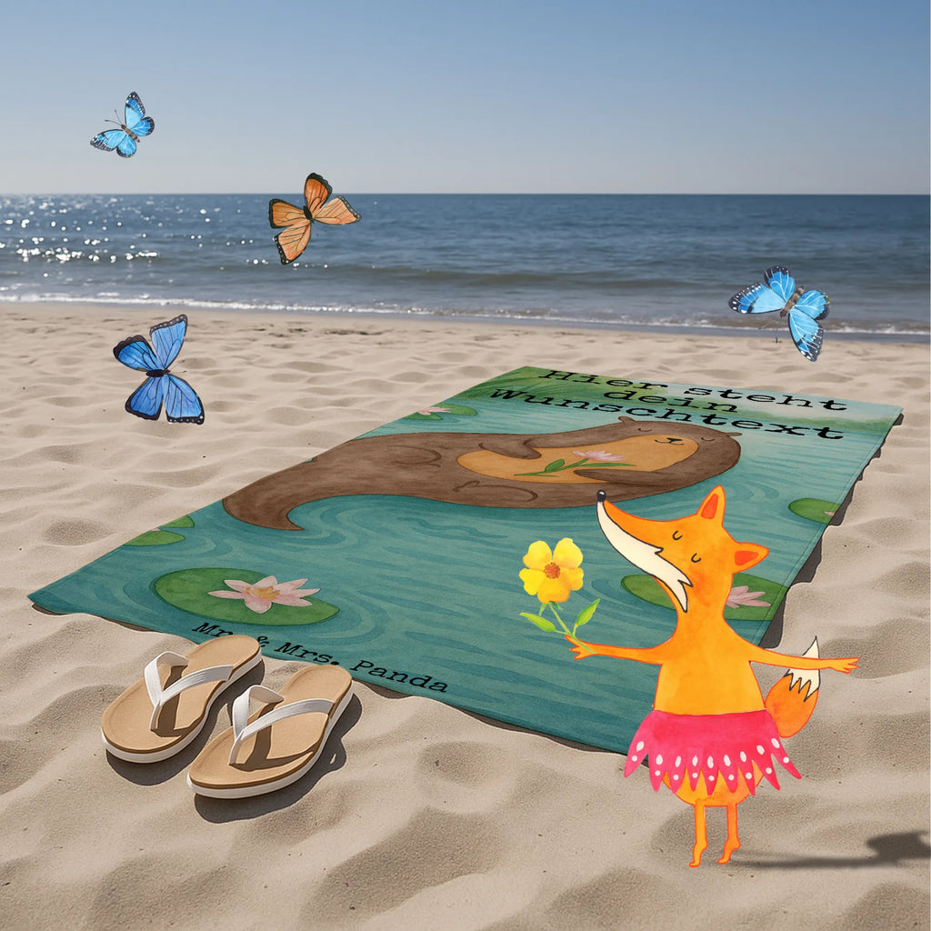 Personalisiertes Badehandtuch Otter Seerose Design Badetuch mit Namen, Kinder Handtuch mit Namen, Duschtuch mit Namen, Strandtuch mit Namen, Saunatuch mit Namen, Personalisiertes Badetuch, Personalisiertes Handtuch, Otter, Fischotter, Seeotter, Otter Seeotter See Otter