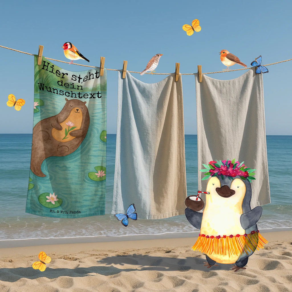 Personalisiertes Badehandtuch Otter Seerose Design Badetuch mit Namen, Kinder Handtuch mit Namen, Duschtuch mit Namen, Strandtuch mit Namen, Saunatuch mit Namen, Personalisiertes Badetuch, Personalisiertes Handtuch, Otter, Fischotter, Seeotter, Otter Seeotter See Otter