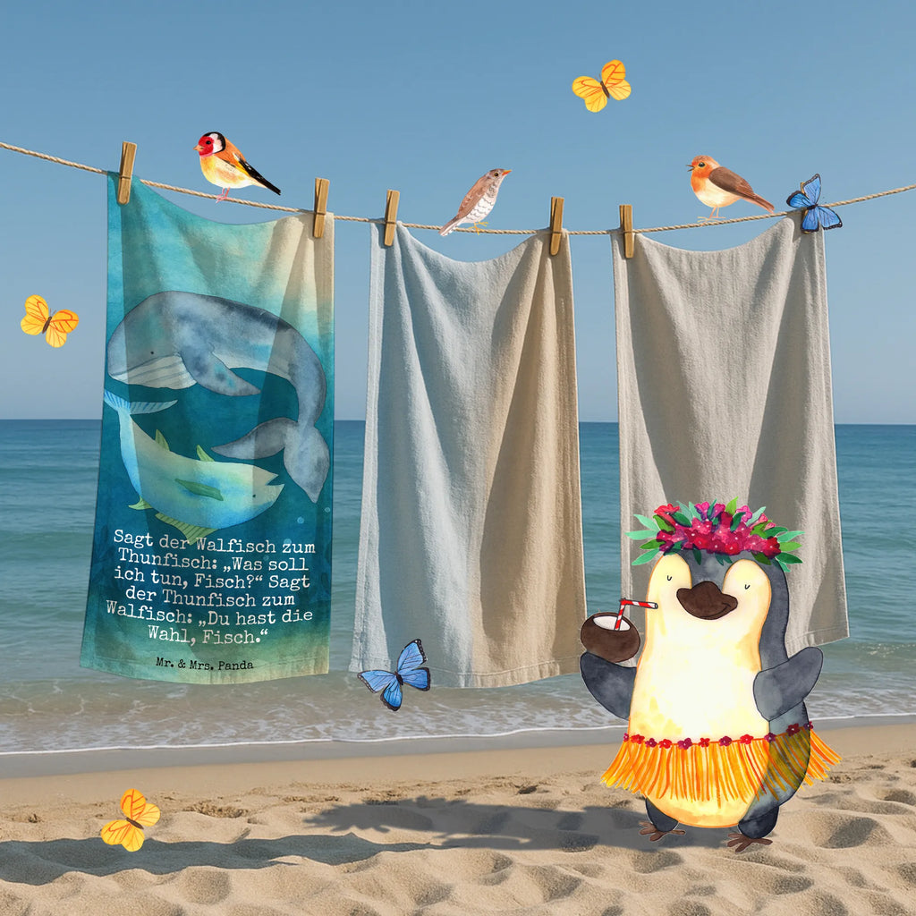 Badehandtuch Walfisch Thunfisch Design Duschtuch, Badetuch, Strandtuch, Saunatuch, Kinder Handtuch, Tiermotive, Gute Laune, lustige Sprüche, Tiere, Wal, Wahl, Tunfisch, Wortwitz lustig, Spruch lustig, Flachwitz, Witz, Spruch des Tages, Flachwitz Geschenk
