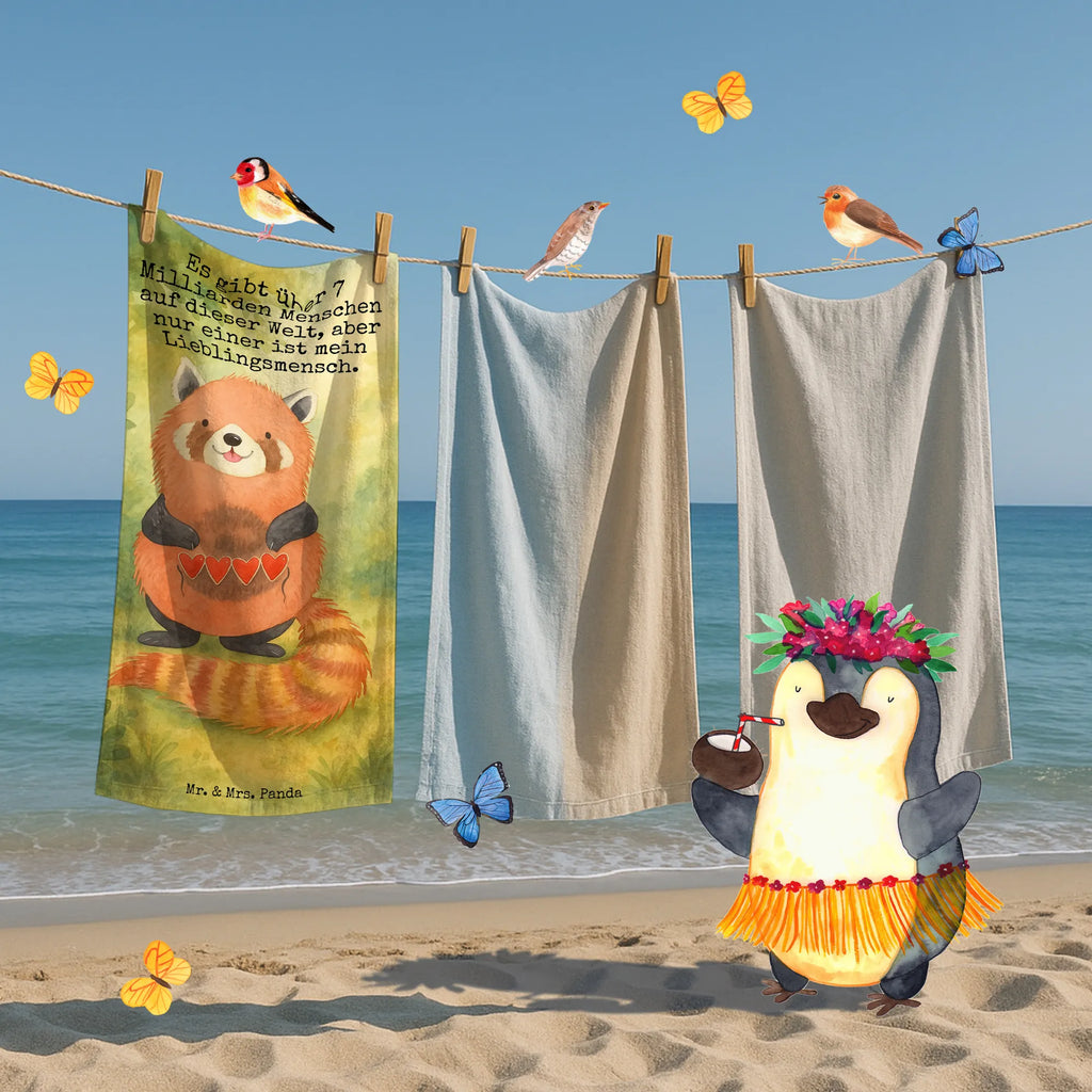 Badehandtuch Roter Panda Design Duschtuch, Badetuch, Strandtuch, Saunatuch, Kinder Handtuch, Tiermotive, Gute Laune, lustige Sprüche, Tiere, Panda, Liebe, Rot, Herz, Liebling, Lieblingsmensch