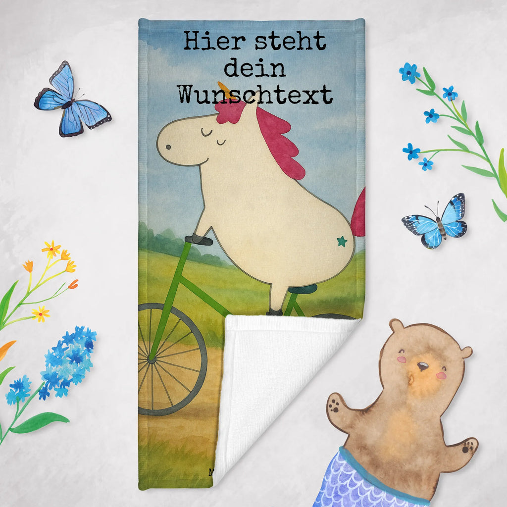 Personalisiertes Badehandtuch Einhorn Radfahrer Design Personalisiertes Badetuch, Duschtuch mit Namen, Saunatuch mit Namen, Strandtuch mit Namen, Badetuch mit Namen, Personalisiertes Handtuch, Kinder Handtuch mit Namen, Einhorn, Einhörner, Einhorn Deko, Unicorn, Liebeskummer, Radfahrer, Feenstaub, Kummer, Radfahren, Rad, Bike, Luxusproblem, Konfetti