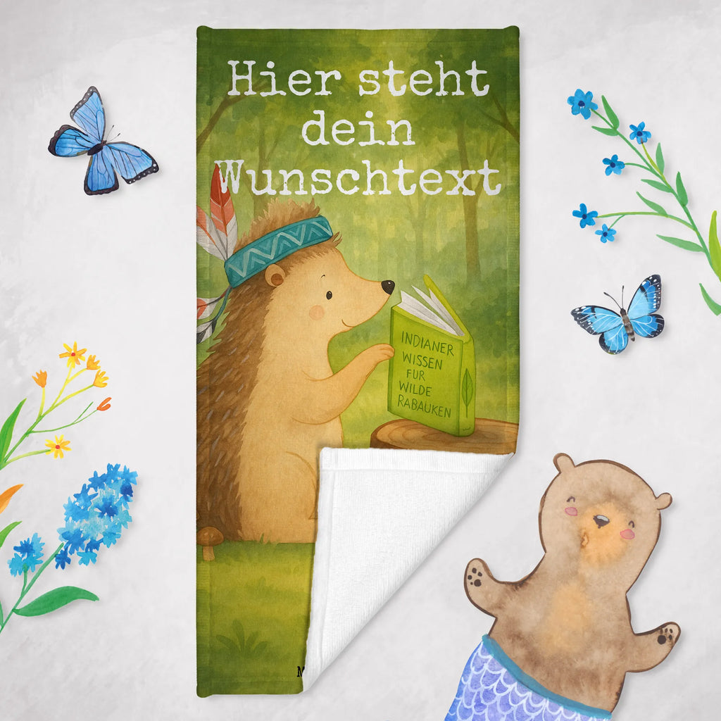 Personalized Bath Towel Hedgehog feather headdress Design Saunatuch mit Namen, Badetuch mit Namen, Personalisiertes Handtuch, Personalisiertes Badetuch, Kinder Handtuch mit Namen, Duschtuch mit Namen, Strandtuch mit Namen, Waldtiere, Tiere, Lagerfeuer, Camping, Abenteuer, Igel, Indianer