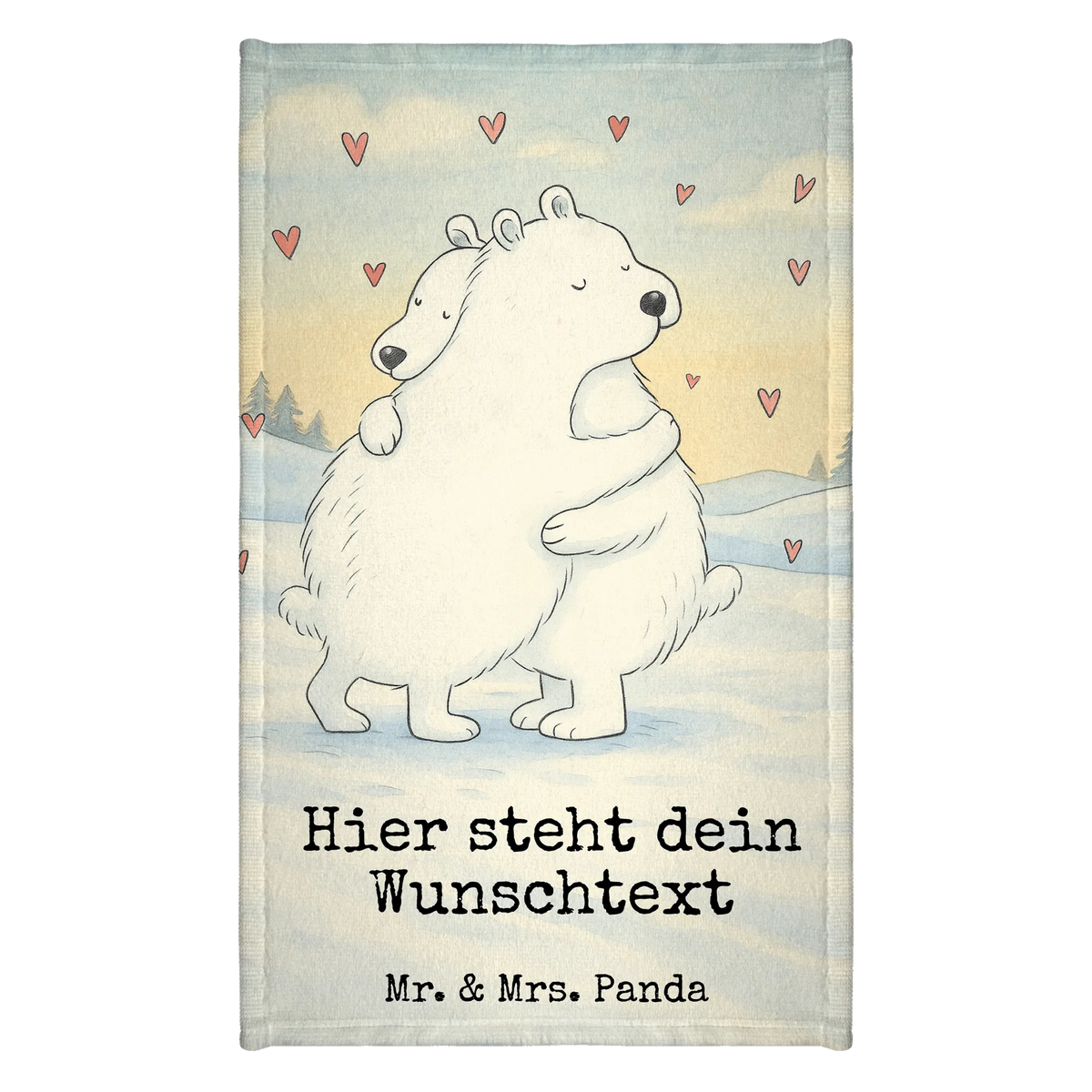 Personalized Guest Towel Icebear Embrace Design card, gift ideas, gifts, small animals, cute, cute animal motives, hand drawn, funny sayings, good mood, special gifts, animal lover