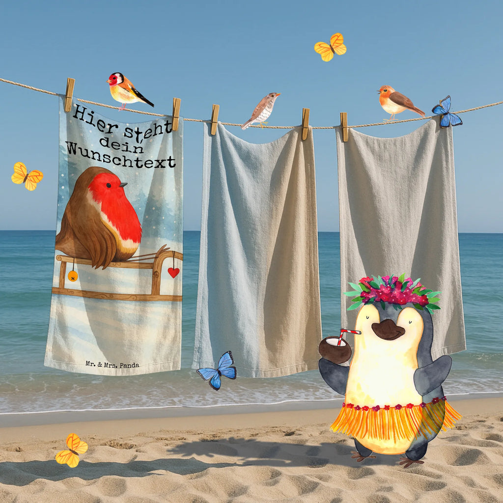 Spersonalizowany ręcznik kąpielowy rudzik sanki Design Saunatuch mit Namen, Kinder Handtuch mit Namen, Duschtuch mit Namen, Personalisiertes Handtuch, Personalisiertes Badetuch, Strandtuch mit Namen, Badetuch mit Namen, Winter, Weihnachten, Weihnachtsdeko, Nikolaus, Advent, Heiligabend, Wintermotiv, Schlitten, Vogel