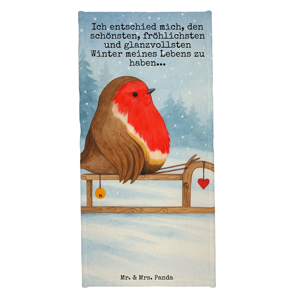 Badehandtuch Rotkehlchen Schlitten Design Duschtuch, Badetuch, Strandtuch, Saunatuch, Kinder Handtuch, Winter, Weihnachten, Weihnachtsdeko, Nikolaus, Advent, Heiligabend, Wintermotiv, Schlitten, Vogel