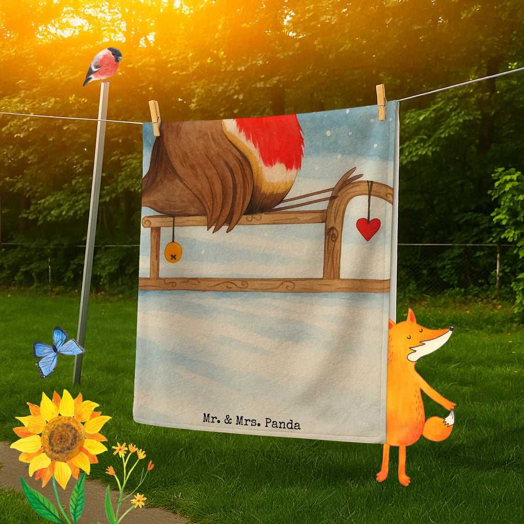 Badehandtuch Rotkehlchen Schlitten Design Duschtuch, Badetuch, Strandtuch, Saunatuch, Kinder Handtuch, Winter, Weihnachten, Weihnachtsdeko, Nikolaus, Advent, Heiligabend, Wintermotiv, Schlitten, Vogel