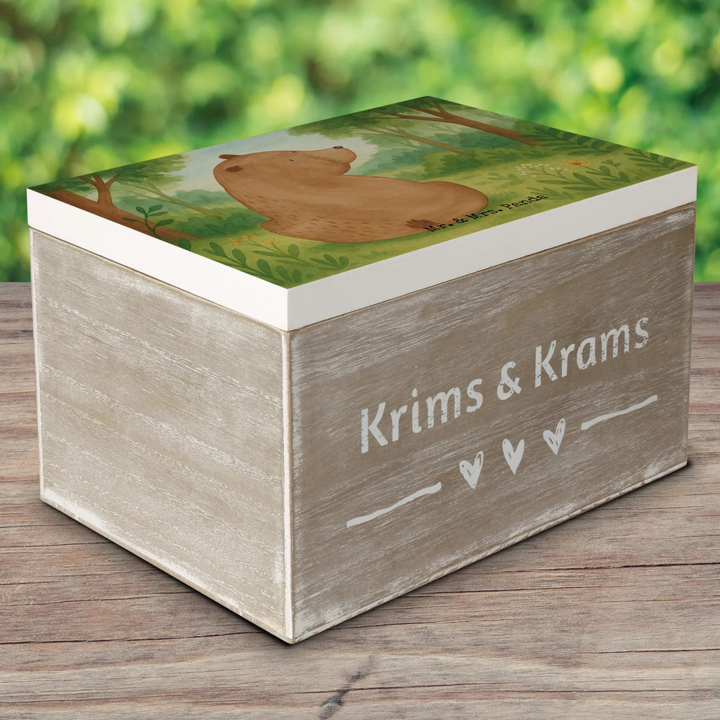 Holzkiste Bär Schulterblick Design Kiste, XXL, Schatzkiste, Erinnerungsbox, Holzkiste, Aufbewahrungsbox, Geschenkdose, Schatulle, Geschenkbox, Erinnerungskiste, Dekokiste, Truhe, Bär, Teddy, Teddybär, Weisheit, Selbstachtung, Bärenliebe, Motivation, Bären, Weltansicht