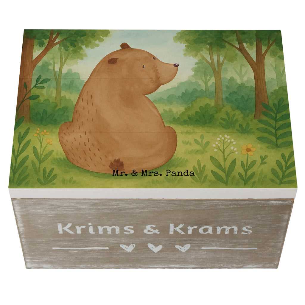 Holzkiste Bär Schulterblick Design Kiste, XXL, Schatzkiste, Erinnerungsbox, Holzkiste, Aufbewahrungsbox, Geschenkdose, Schatulle, Geschenkbox, Erinnerungskiste, Dekokiste, Truhe, Bär, Teddy, Teddybär, Weisheit, Selbstachtung, Bärenliebe, Motivation, Bären, Weltansicht