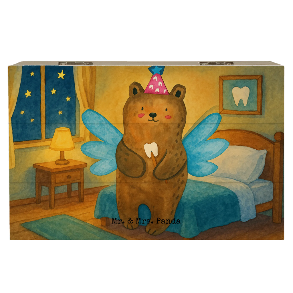Holzkiste Bär Zahnfee Design Schatulle, Schatzkiste, Aufbewahrungsbox, Geschenkdose, Dekokiste, Geschenkbox, Kiste, Erinnerungskiste, Erinnerungsbox, Holzkiste, XXL, Truhe, Bär, Teddy, Teddybär, Milchzahn, Zahnfee, Erster Zahn, Fee