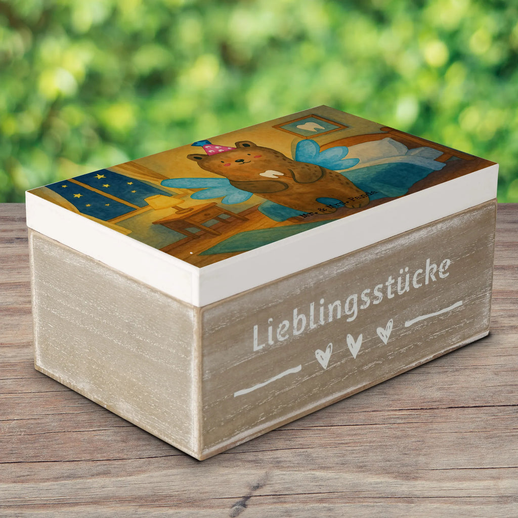 Holzkiste Bär Zahnfee Design Schatulle, Schatzkiste, Aufbewahrungsbox, Geschenkdose, Dekokiste, Geschenkbox, Kiste, Erinnerungskiste, Erinnerungsbox, Holzkiste, XXL, Truhe, Bär, Teddy, Teddybär, Milchzahn, Zahnfee, Erster Zahn, Fee