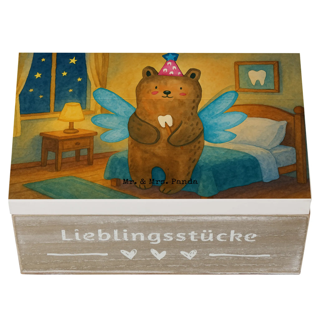 Holzkiste Bär Zahnfee Design Schatulle, Schatzkiste, Aufbewahrungsbox, Geschenkdose, Dekokiste, Geschenkbox, Kiste, Erinnerungskiste, Erinnerungsbox, Holzkiste, XXL, Truhe, Bär, Teddy, Teddybär, Milchzahn, Zahnfee, Erster Zahn, Fee