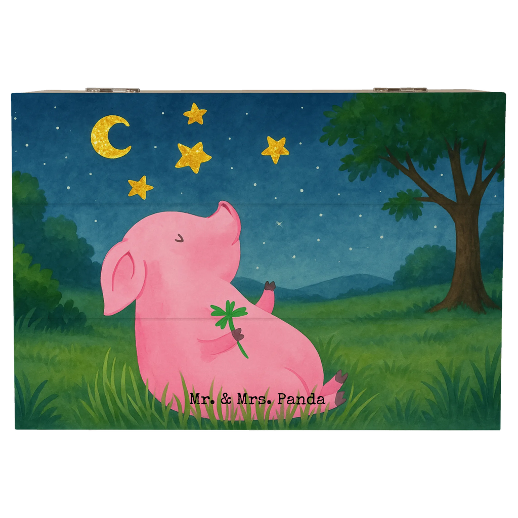 Holzkiste Schwein Glück Design Erinnerungsbox, Holzkiste, Schatzkiste, Schatulle, Geschenkbox, Kiste, Dekokiste, Truhe, Geschenkdose, Erinnerungskiste, Aufbewahrungsbox, XXL, Tiermotive, Gute Laune, lustige Sprüche, Tiere, Motivation, Schwein, Glücksschwein. Glück, Glücksbringer, Schweinchen, Sterne, Ziele, Träume, Sernchen
