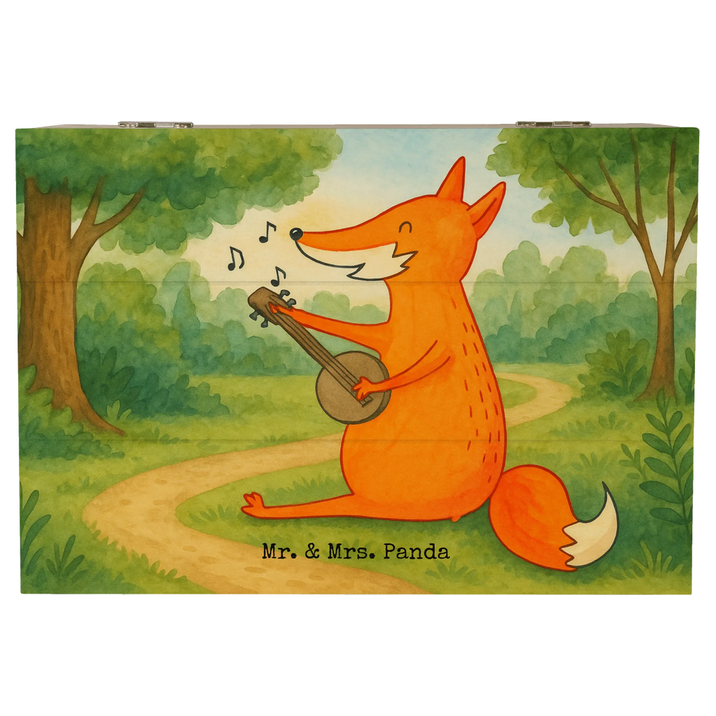 Skrzynia drewniana Lis gitara Design Schatzkiste, Schatulle, Kiste, Dekokiste, Geschenkdose, Erinnerungskiste, Holzkiste, XXL, Truhe, Aufbewahrungsbox, Erinnerungsbox, Geschenkbox, Fuchs, Füchse, Musikerin, Gitarre, Musik Spruch, Geschenk Musiker, Sängerin, Sänger