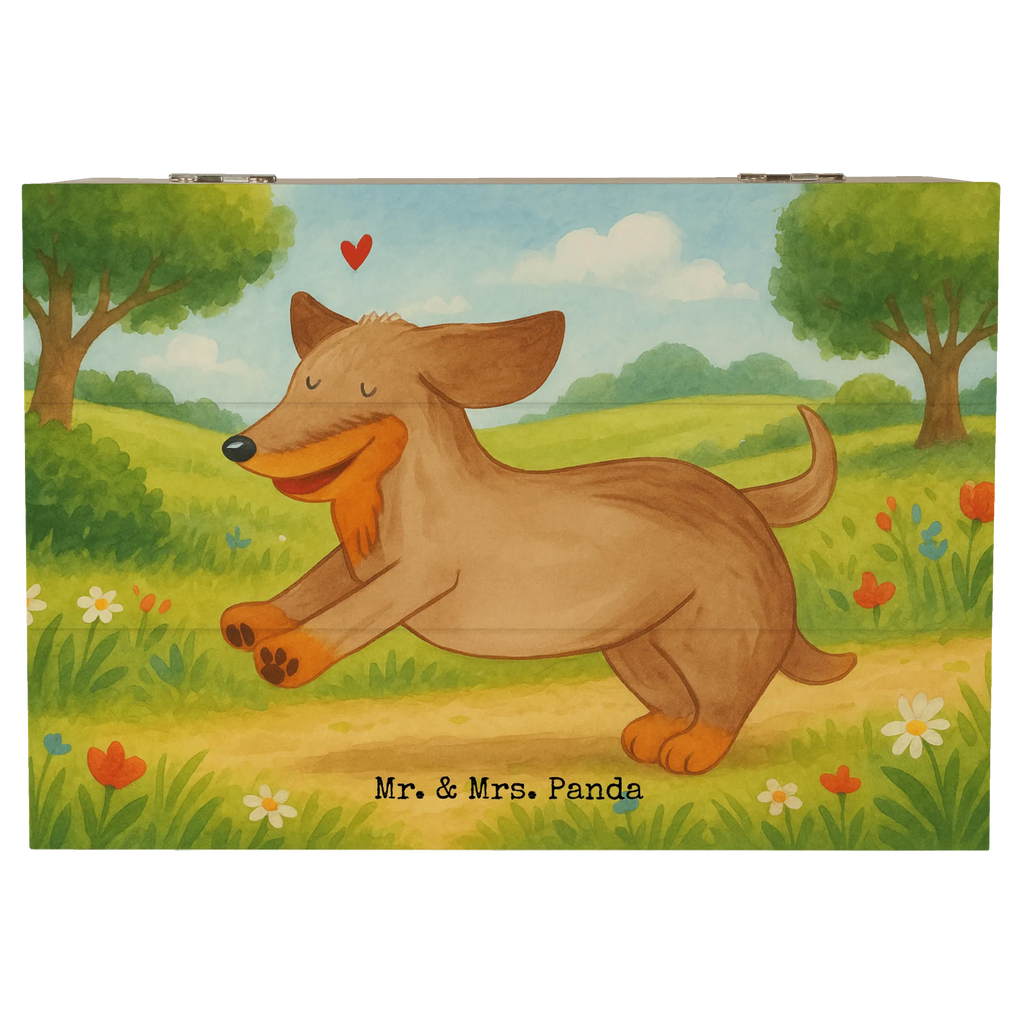 Skrzynia drewniana pies Jamnik Design Dekokiste, XXL, Erinnerungsbox, Aufbewahrungsbox, Erinnerungskiste, Kiste, Schatzkiste, Geschenkbox, Schatulle, Truhe, Holzkiste, Geschenkdose, Hund, Hundemotiv, Haustier, Hunderasse, Tierliebhaber, Hundebesitzer, Sprüche, Dachshund, Dackel, Hunde, happy dog