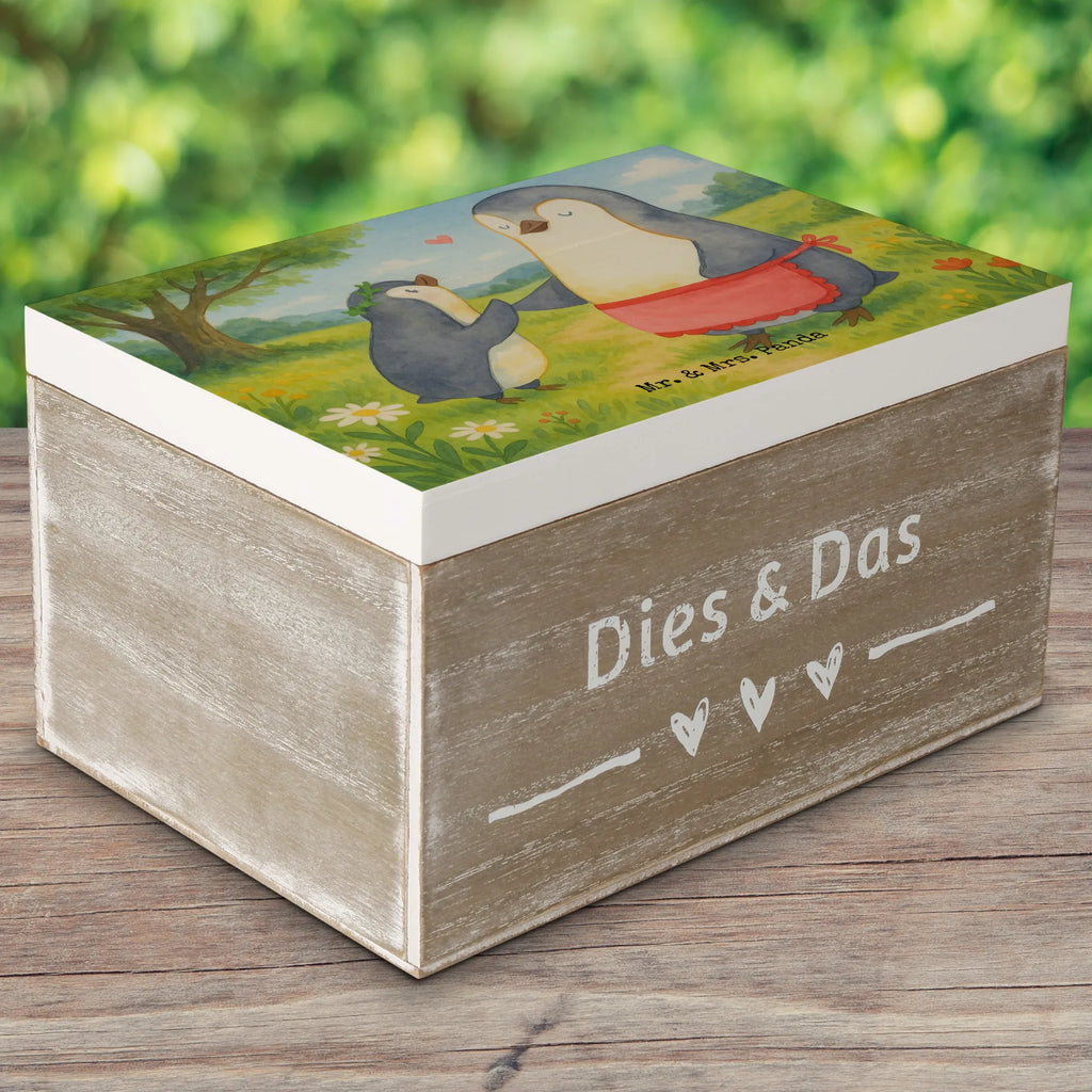 Holzkiste Pinguin mit Kind Design Aufbewahrungsbox, Dekokiste, XXL, Erinnerungskiste, Holzkiste, Erinnerungsbox, Truhe, Geschenkdose, Schatulle, Geschenkbox, Kiste, Schatzkiste, Familie, Vatertag, Muttertag, Bruder, Schwester, Mama, Papa, Oma, Opa, Mutti, Mami, Geburststag, Mutter, Geschenk