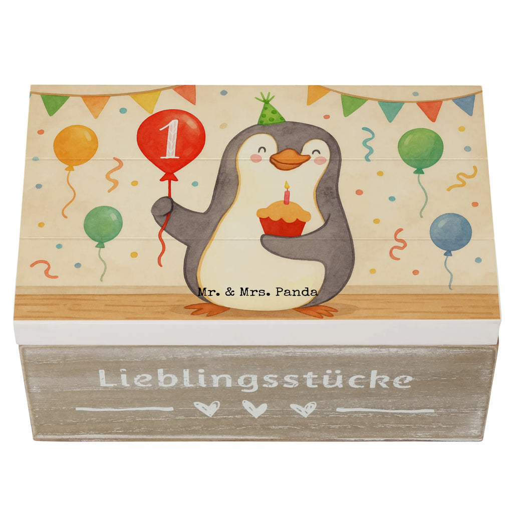 Skrzynia drewniana Pierwsze urodziny Pingwin balon Design Schatulle, Truhe, Erinnerungskiste, Kiste, Schatzkiste, Holzkiste, Erinnerungsbox, Geschenkdose, Geschenkbox, Aufbewahrungsbox, Dekokiste, XXL, Geburtstag, Geburtstagsgeschenk, Geschenk, Pinguin, Geburtstagsfeier, Happy Birthday, Geburtstage