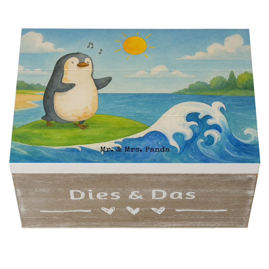 Holzkiste Pinguin Surfer Design Truhe, XXL, Kiste, Erinnerungsbox, Geschenkdose, Holzkiste, Geschenkbox, Erinnerungskiste, Schatzkiste, Schatulle, Aufbewahrungsbox, Dekokiste, Pinguin, Hawaii, Wellen, Pinguine, Portugal, Urlaub, surfen, Surfer, Wellen reiten