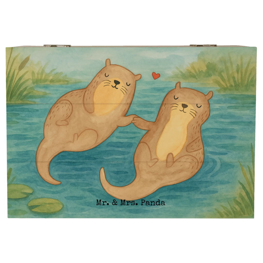 Skrzynia drewniana wydra trzymać się za ręce Design Geschenkdose, Erinnerungskiste, Truhe, Schatzkiste, XXL, Schatulle, Aufbewahrungsbox, Dekokiste, Holzkiste, Geschenkbox, Erinnerungsbox, Kiste, Otter, Fischotter, Seeotter, Otter Seeotter See Otter