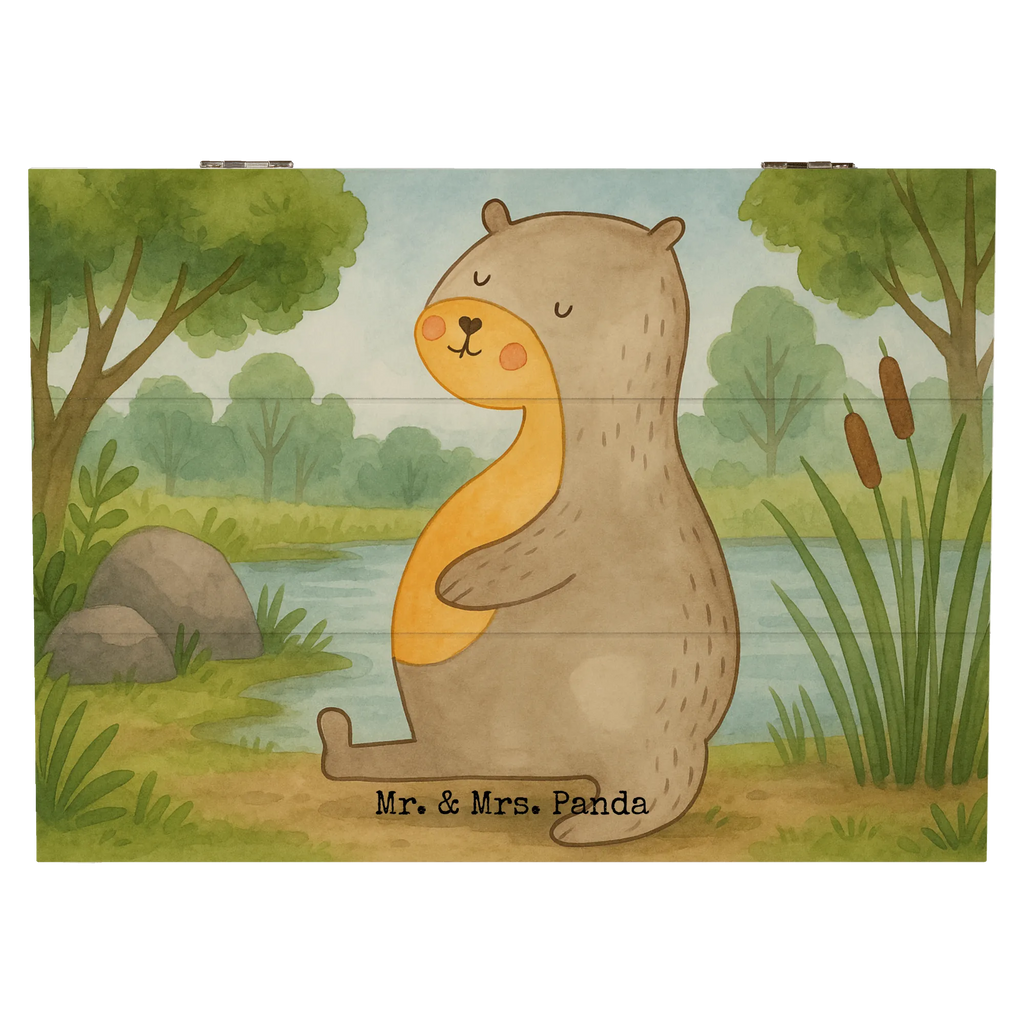 Skrzynia drewniana wydra brzuch Design Erinnerungsbox, Truhe, Schatzkiste, Kiste, Aufbewahrungsbox, Schatulle, Erinnerungskiste, Geschenkdose, Holzkiste, Dekokiste, Geschenkbox, XXL, Otter, Fischotter, Seeotter, Otter Seeotter See Otter