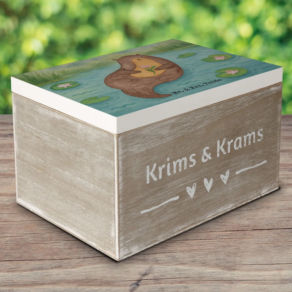 Skrzynia drewniana wydra lilia wodna Design Holzkiste, Kiste, Schatzkiste, Truhe, Schatulle, XXL, Erinnerungsbox, Erinnerungskiste, Dekokiste, Aufbewahrungsbox, Geschenkbox, Geschenkdose, Otter, Fischotter, Seeotter, Otter Seeotter See Otter