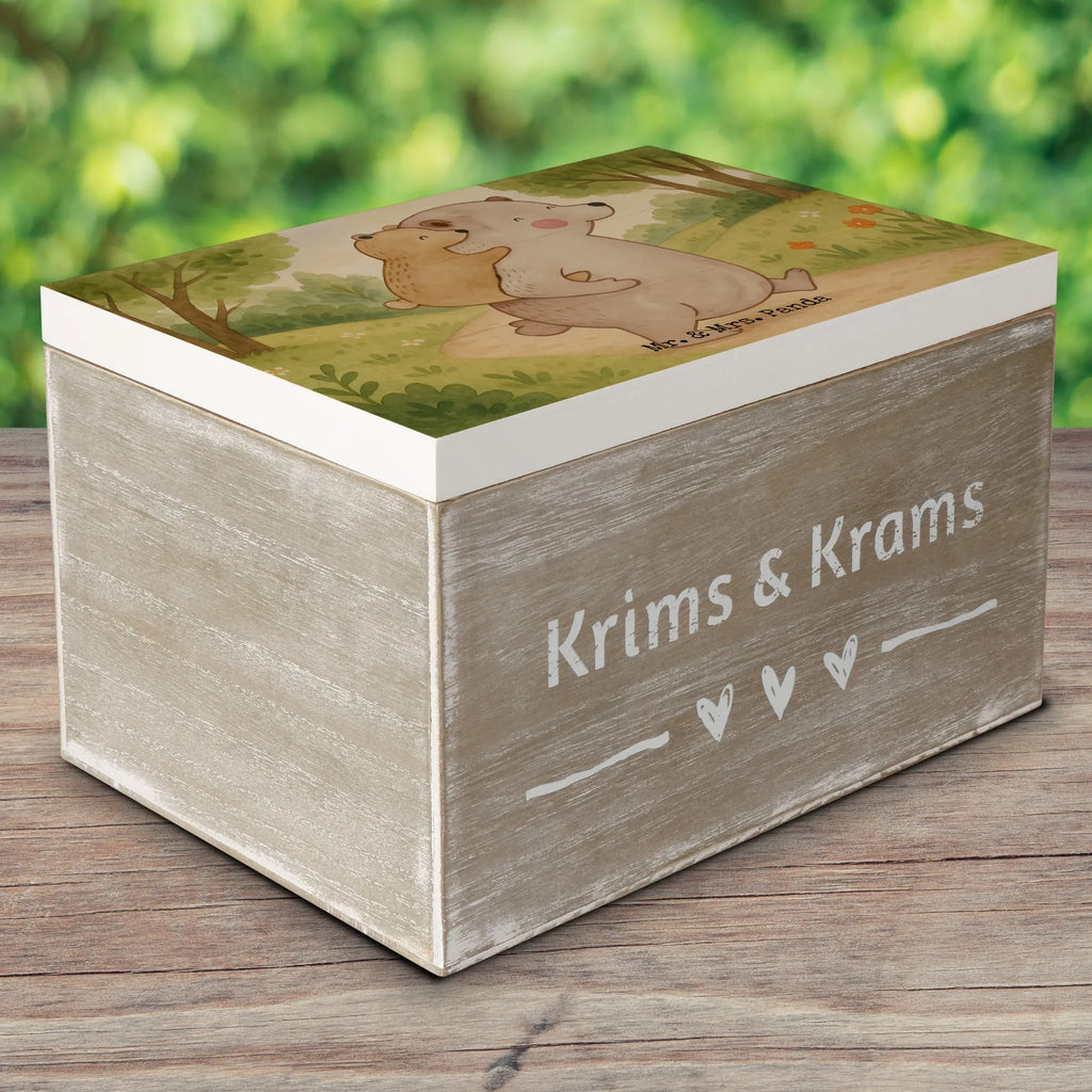 Holzkiste Papa Bär Design Truhe, Erinnerungsbox, Kiste, Schatulle, XXL, Schatzkiste, Geschenkbox, Aufbewahrungsbox, Dekokiste, Geschenkdose, Holzkiste, Erinnerungskiste, Familie, Vatertag, Muttertag, Bruder, Schwester, Mama, Papa, Oma, Opa, Onkel, Vater, Vati, Geburtstag, Geschenk, Papi