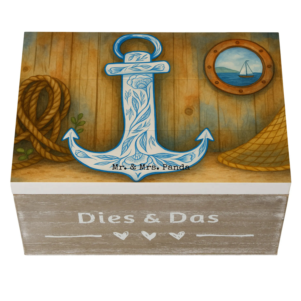 Wooden chest anchor Blue Design Aufbewahrungsbox, Schatzkiste, Erinnerungskiste, XXL, Kiste, Dekokiste, Geschenkdose, Schatulle, Erinnerungsbox, Truhe, Holzkiste, Geschenkbox, Tiermotive, Gute Laune, lustige Sprüche, Tiere