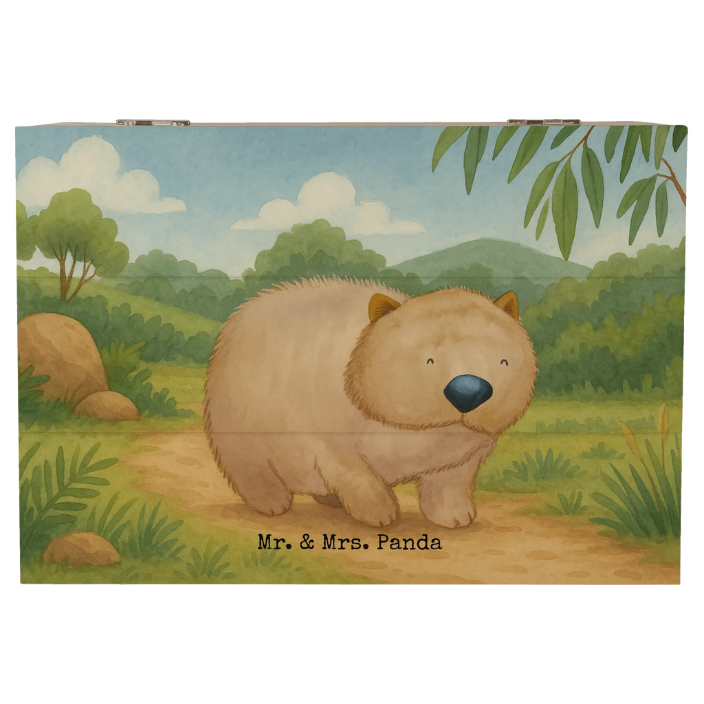 Skrzynia drewniana Wombat Design Aufbewahrungsbox, Truhe, Dekokiste, Erinnerungsbox, Erinnerungskiste, Geschenkbox, Kiste, Schatulle, Schatzkiste, Holzkiste, XXL, Geschenkdose, Tiermotive, Gute Laune, lustige Sprüche, Tiere, Australien, Das Leben ist schön, Spruch, Wombat, Motivation