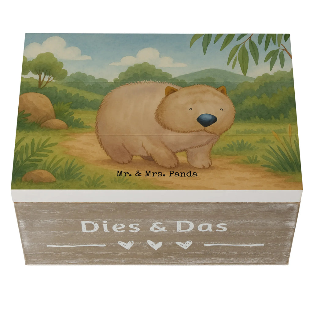 Skrzynia drewniana Wombat Design Aufbewahrungsbox, Truhe, Dekokiste, Erinnerungsbox, Erinnerungskiste, Geschenkbox, Kiste, Schatulle, Schatzkiste, Holzkiste, XXL, Geschenkdose, Tiermotive, Gute Laune, lustige Sprüche, Tiere, Australien, Das Leben ist schön, Spruch, Wombat, Motivation
