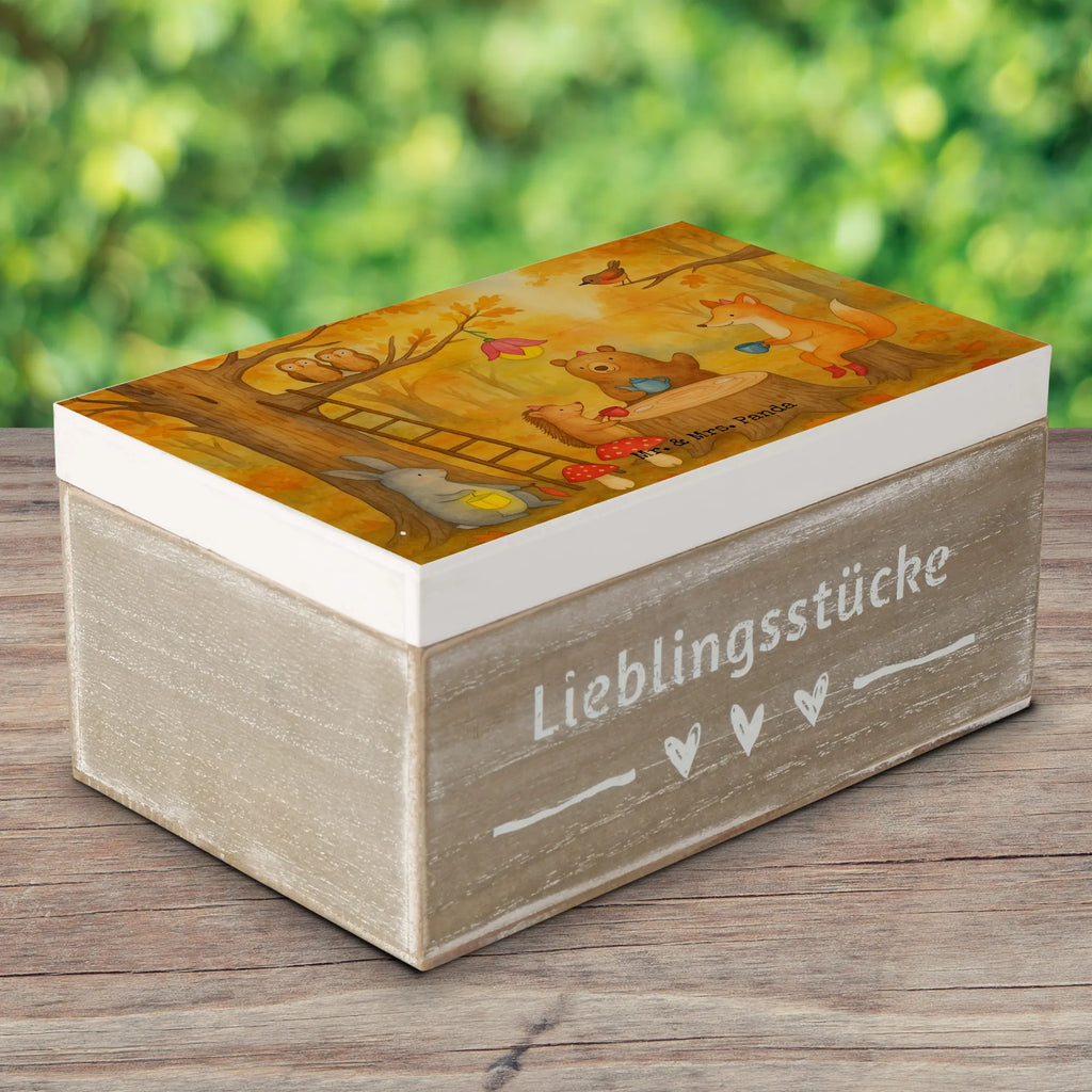 Wooden chest forest animals picnic Design Kiste, Geschenkbox, Truhe, Dekokiste, Schatulle, Holzkiste, Schatzkiste, XXL, Erinnerungskiste, Erinnerungsbox, Aufbewahrungsbox, Geschenkdose, Tiermotive, Gute Laune, lustige Sprüche, Tiere, Igel, Waldtiere, Picknick, Wald, Hase, Fuchs, Maus, Eichhörnchen