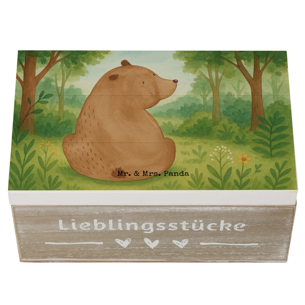 Holzkiste Bär Schulterblick Design Kiste, XXL, Schatzkiste, Erinnerungsbox, Holzkiste, Aufbewahrungsbox, Geschenkdose, Schatulle, Geschenkbox, Erinnerungskiste, Dekokiste, Truhe, Bär, Teddy, Teddybär, Weisheit, Selbstachtung, Bärenliebe, Motivation, Bären, Weltansicht