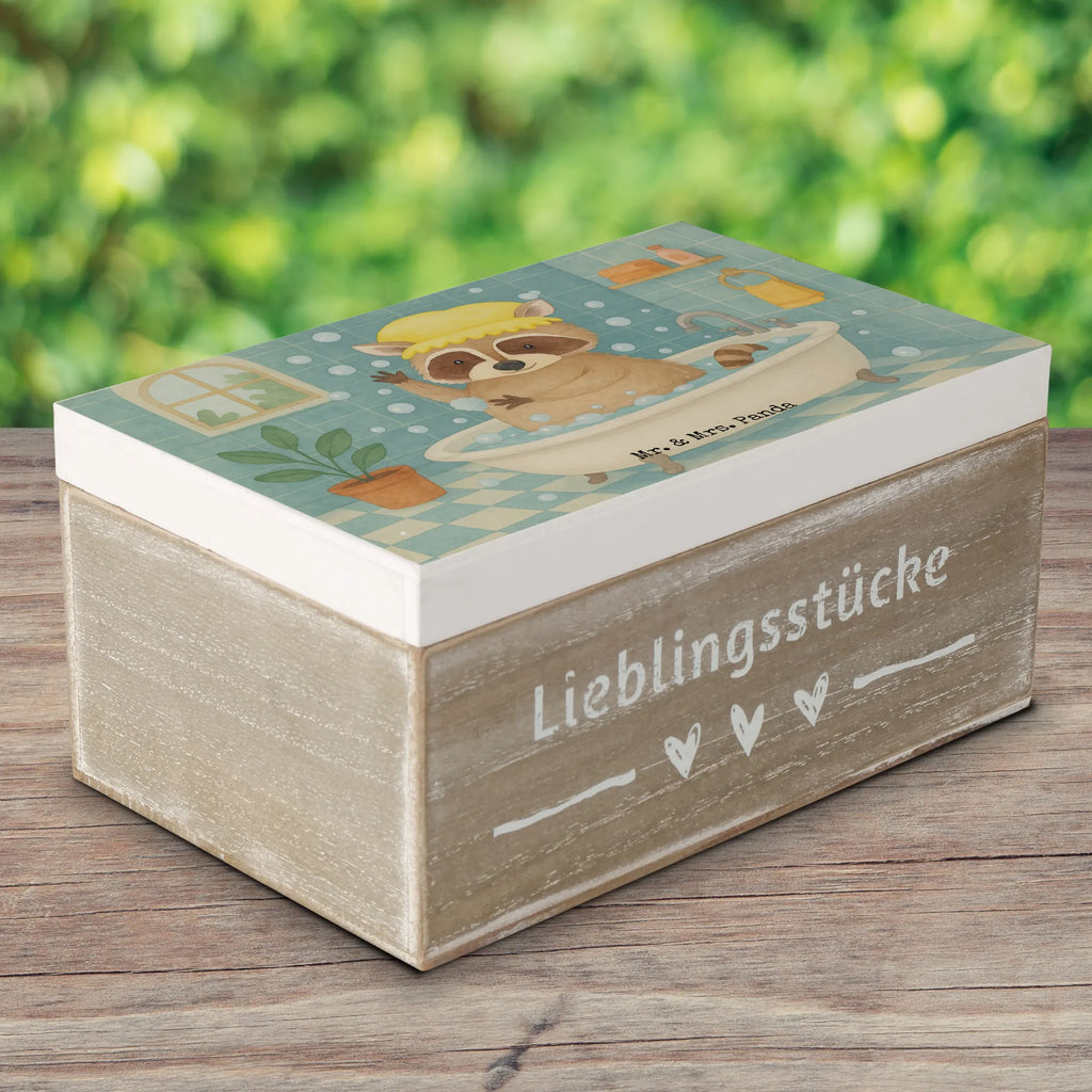 Wooden chest Raccoon Design Schatzkiste, Geschenkbox, Geschenkdose, Erinnerungsbox, Dekokiste, Kiste, XXL, Holzkiste, Erinnerungskiste, Truhe, Aufbewahrungsbox, Schatulle, Tiermotive, Gute Laune, lustige Sprüche, Tiere, Fröhlich, Waschbär, Seifenblasen, Tagträumen, waschen, Plan