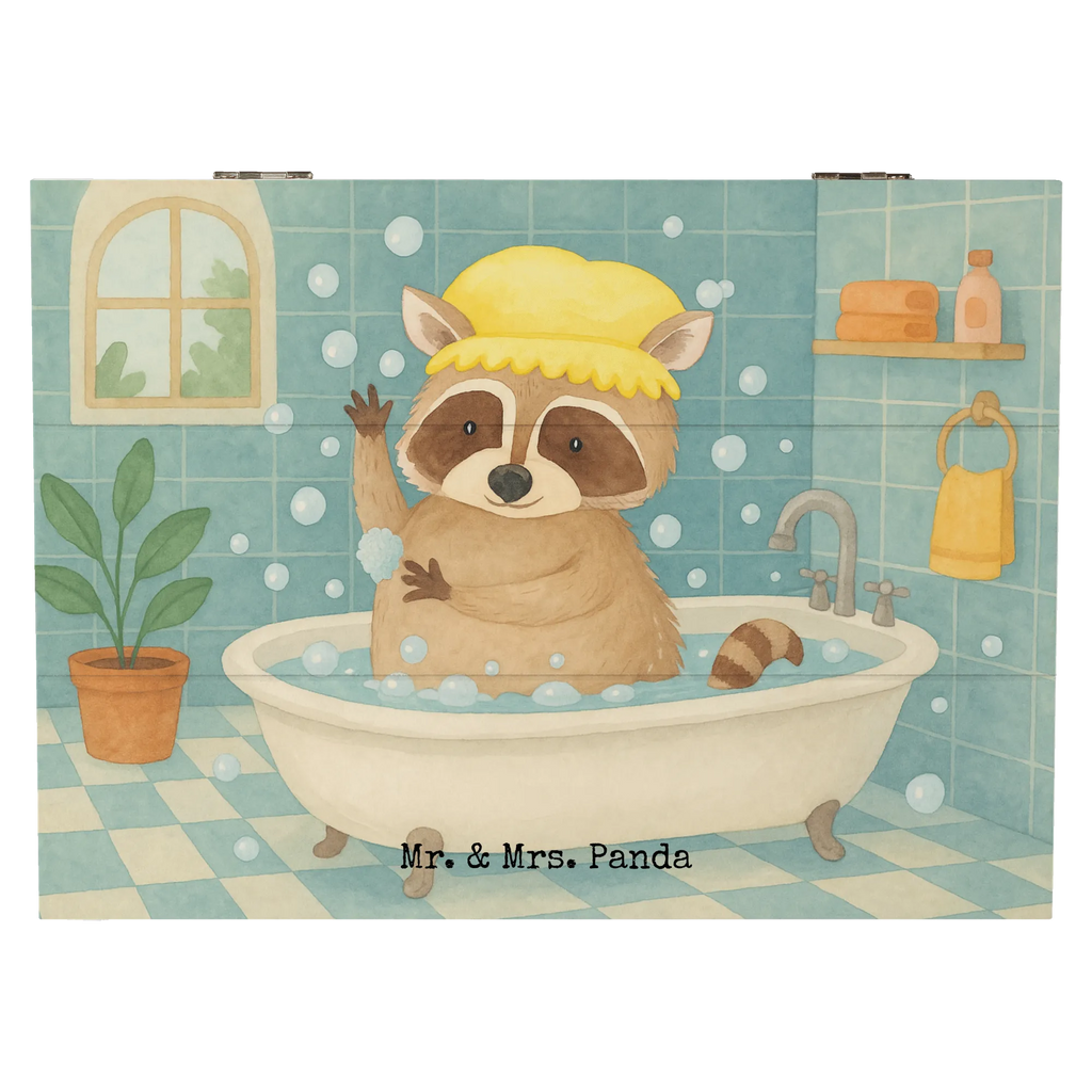 Wooden chest Raccoon Design Schatzkiste, Geschenkbox, Geschenkdose, Erinnerungsbox, Dekokiste, Kiste, XXL, Holzkiste, Erinnerungskiste, Truhe, Aufbewahrungsbox, Schatulle, Tiermotive, Gute Laune, lustige Sprüche, Tiere, Fröhlich, Waschbär, Seifenblasen, Tagträumen, waschen, Plan