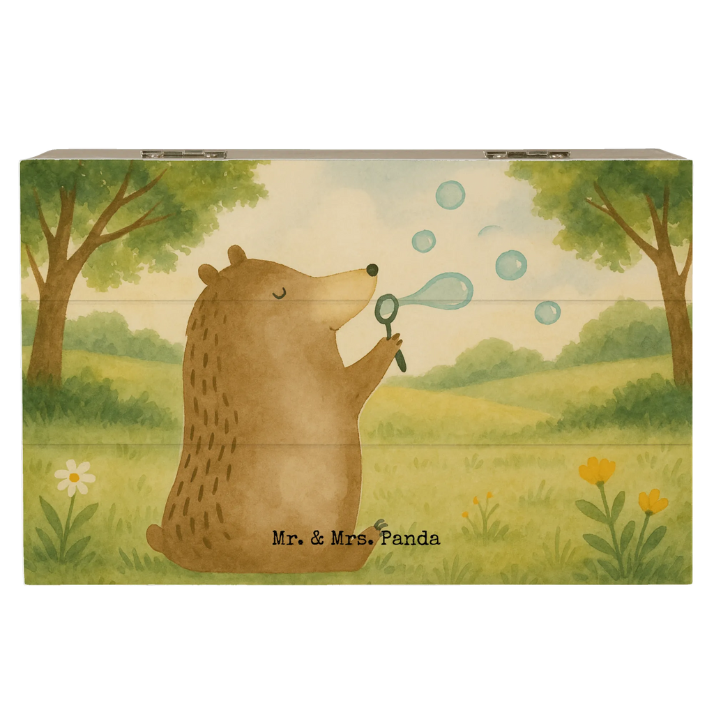Wooden chest bear soap bubbles Design Holzkiste, Kiste, Schatzkiste, Truhe, Schatulle, XXL, Erinnerungsbox, Erinnerungskiste, Dekokiste, Aufbewahrungsbox, Geschenkbox, Geschenkdose, Bär, Teddy, Teddybär, Seifenblasen Bär Lustig Sein Glücklich Traurig Happy