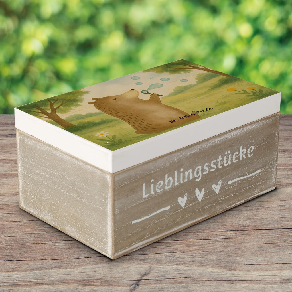 Wooden chest bear soap bubbles Design Holzkiste, Kiste, Schatzkiste, Truhe, Schatulle, XXL, Erinnerungsbox, Erinnerungskiste, Dekokiste, Aufbewahrungsbox, Geschenkbox, Geschenkdose, Bär, Teddy, Teddybär, Seifenblasen Bär Lustig Sein Glücklich Traurig Happy