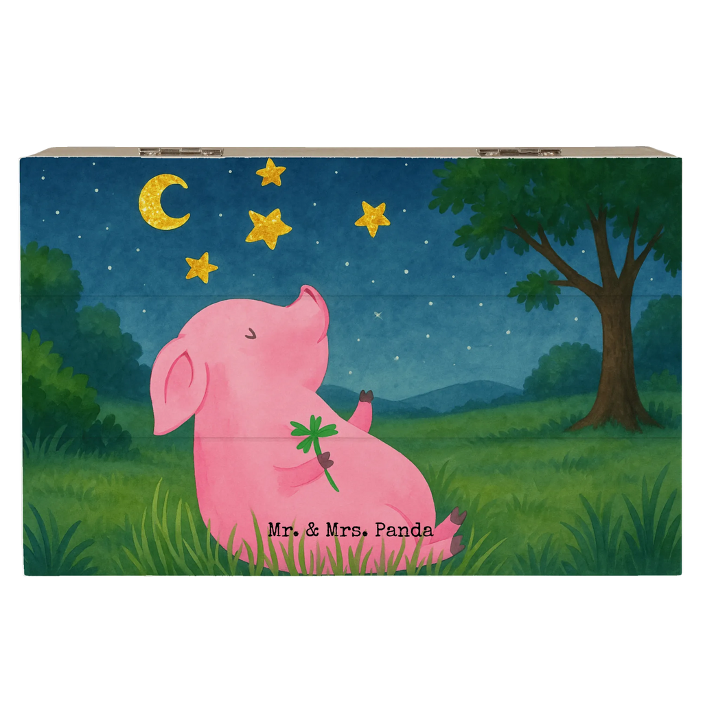 Holzkiste Schwein Glück Design Erinnerungsbox, Holzkiste, Schatzkiste, Schatulle, Geschenkbox, Kiste, Dekokiste, Truhe, Geschenkdose, Erinnerungskiste, Aufbewahrungsbox, XXL, Tiermotive, Gute Laune, lustige Sprüche, Tiere, Motivation, Schwein, Glücksschwein. Glück, Glücksbringer, Schweinchen, Sterne, Ziele, Träume, Sernchen