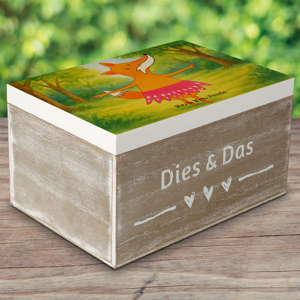 Holzkiste Fuchs Ballerina Design Truhe, Schatulle, Schatzkiste, Geschenkdose, Kiste, Geschenkbox, Aufbewahrungsbox, Holzkiste, XXL, Erinnerungsbox, Dekokiste, Erinnerungskiste, Fuchs, Füchse, Füchsin, Tänzerin, Fuchs Spruch, Geburtstag, Einladung, Ballerina, Ballett, Party, Tanzen